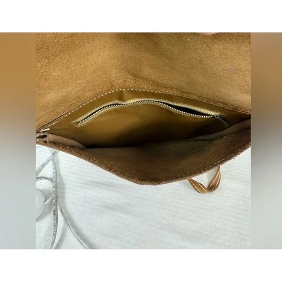 Vintage Le sac Crossbody Bag Tan Leather Messenger Boho Festival Indie Grunge - Picture 6 of 10